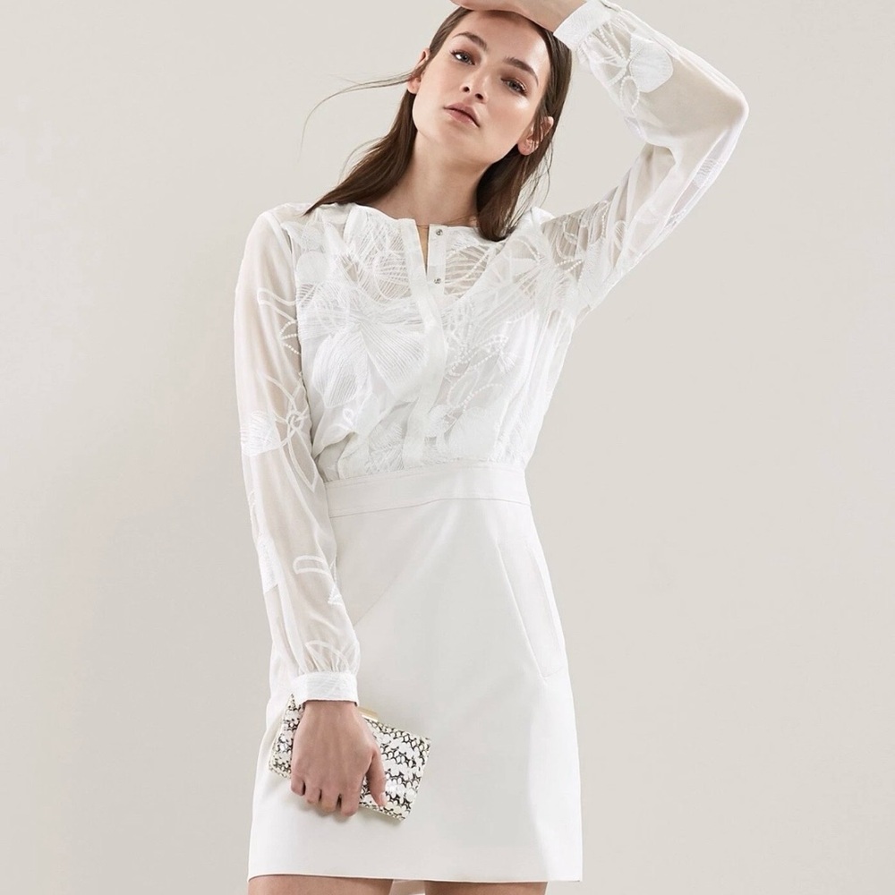 Reiss White Rosemary Lace Dress